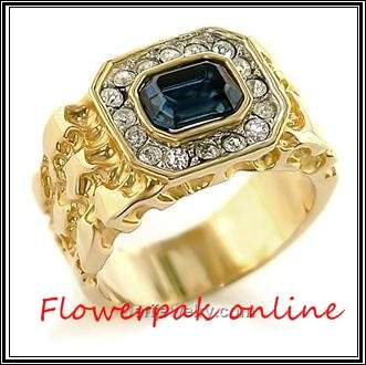 2.5ct SIMUALTED EMERALD- 18CT PLT GOLD GENTS RING