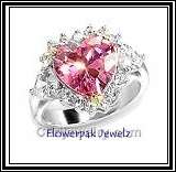 Stunning pink heart simulated diamond ring