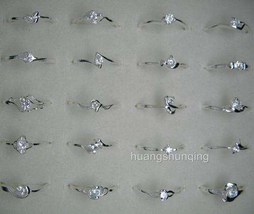 FREE SHIP lovely clear CZ sterling silver .925 rings wholesale (10)
