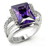 **FREE SHIP** size 7/8/9/10 Square Amethyst CZ diamond ring