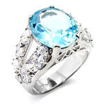 **FREE SHIP** size 7/8/9/10 - 4.2 Carat Rosette aquamarine CZ Ring