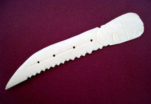 A VINTAGE AFRICAN, GENUINE IVORY LETTER OPENER - Mask