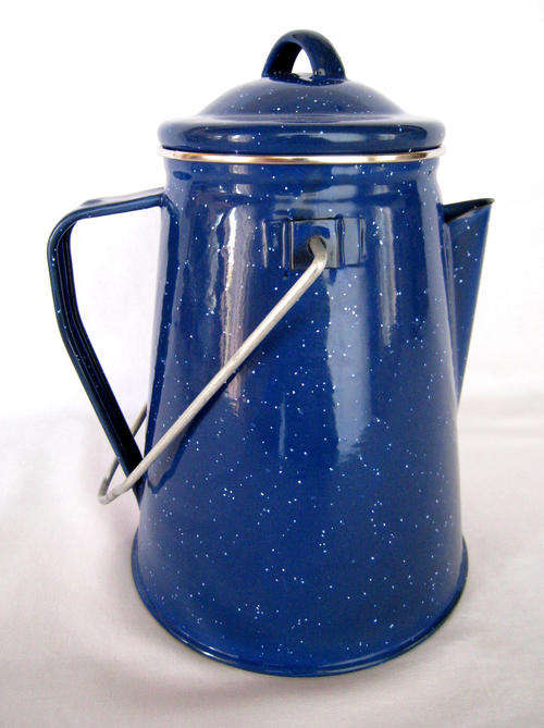 Lovely Blue Enamel Coffee Pot / Peculator