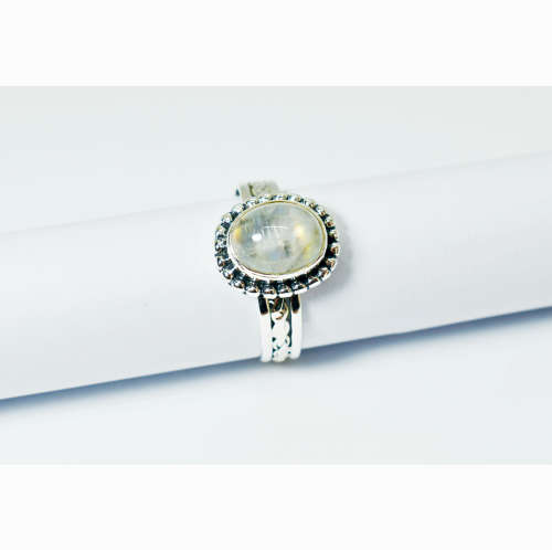 Natural Moonstone Sterling Silver Ring - Size R