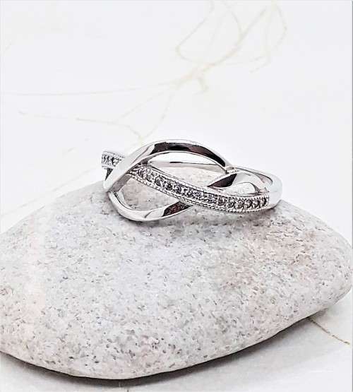 Open Style Cubic Zirconia Sterling Silver Filled Ring