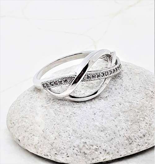 Open Style Cubic Zirconia Sterling Silver Filled Ring