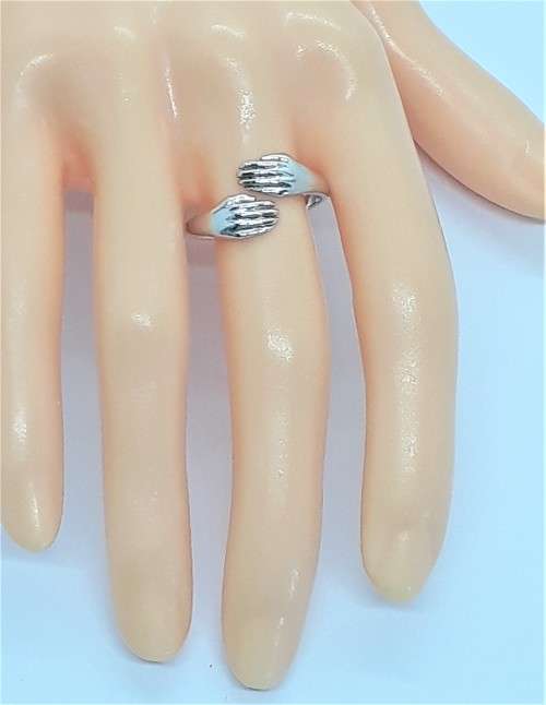 Friendship Hands Sterling Silver Ring