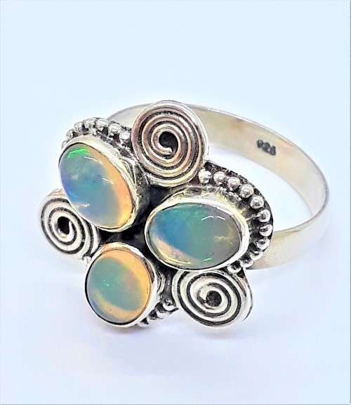 Natural Ethiopian Opal Sterling Silver Ring