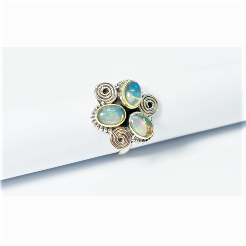 Natural Ethiopian Opal Sterling Silver Ring