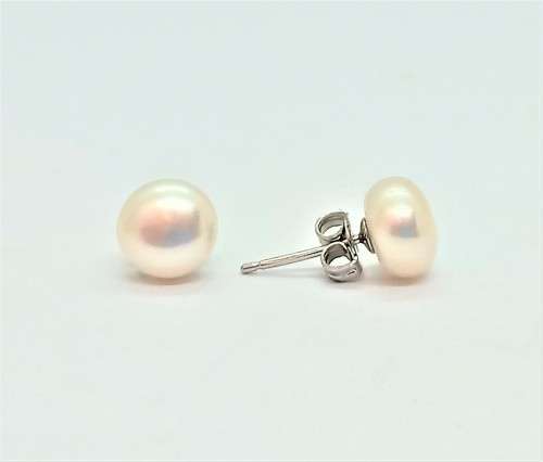 Natural Freshwater Pearl Sterling Silver Filled Studs - 8 mm diameter