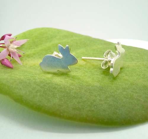 Sweet Bunny Sterling Silver Stud Earrings
