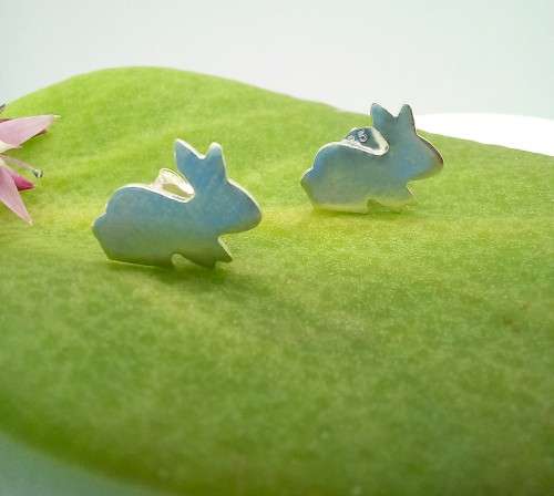 Sweet Bunny Sterling Silver Stud Earrings