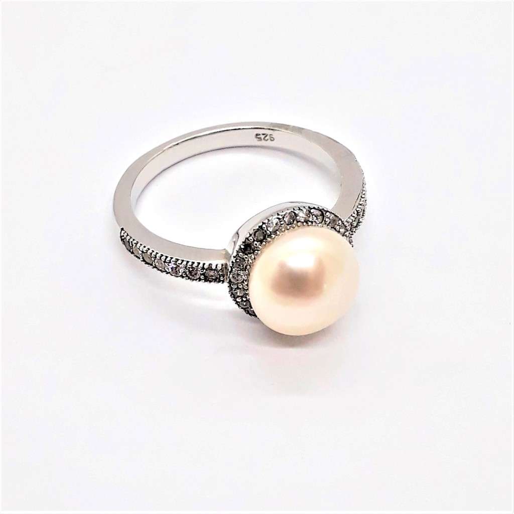 Natural Pearl Sterling Silver Ring - 3..1g - size K.5