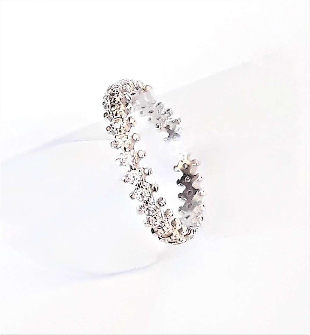 Twisted Cubic Zirconia Eternity Sterling Silver Ring