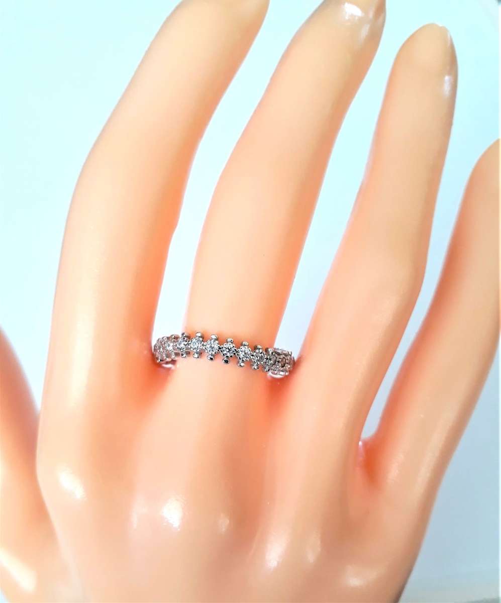 Twisted Cubic Zirconia Eternity Sterling Silver Ring