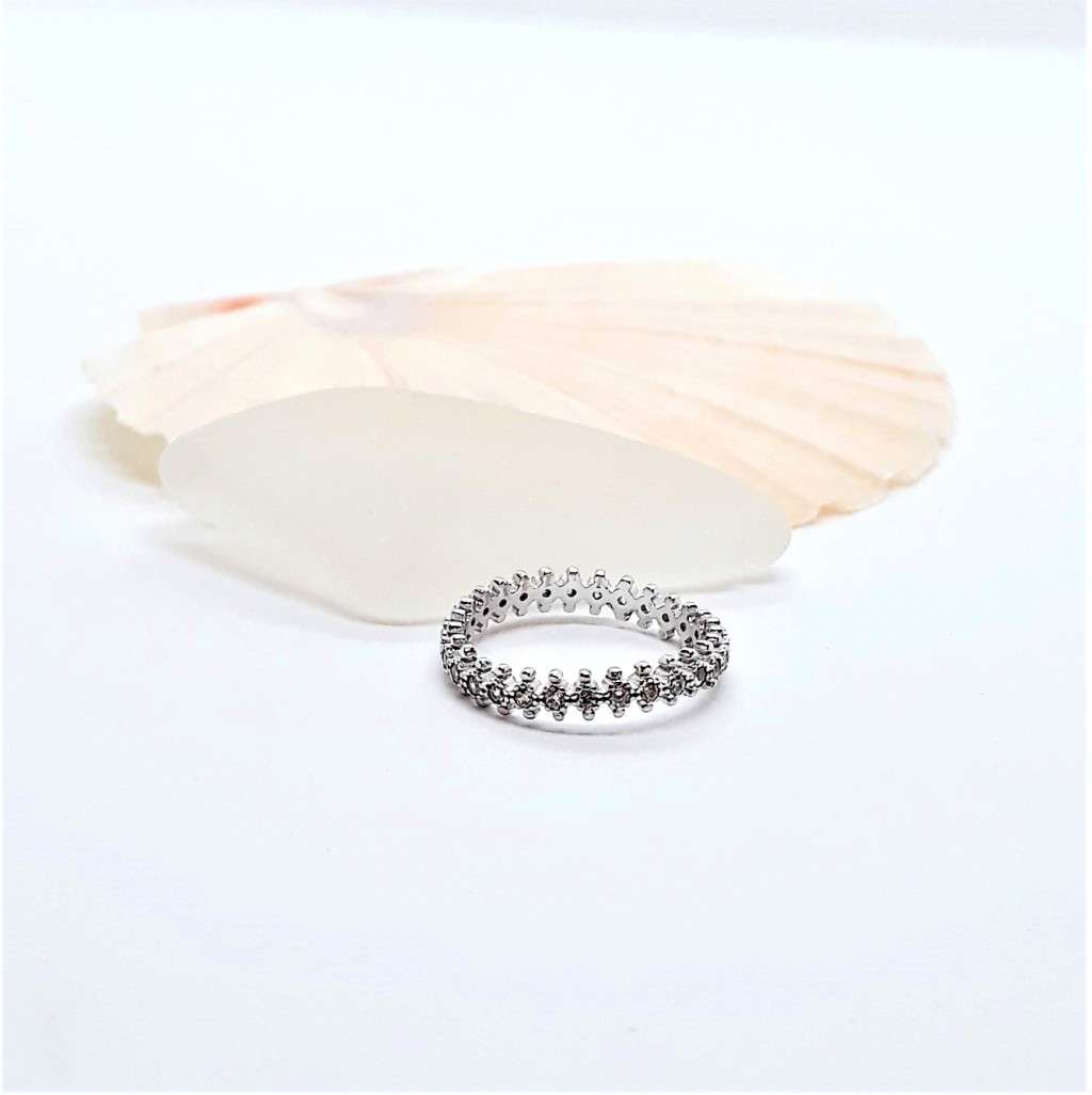 Twisted Cubic Zirconia Eternity Sterling Silver Ring