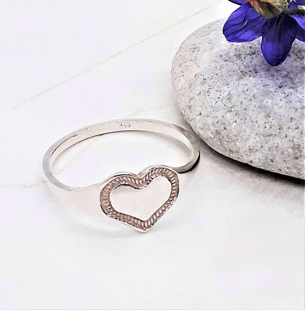 Heart Signet Sterling Silver Ring