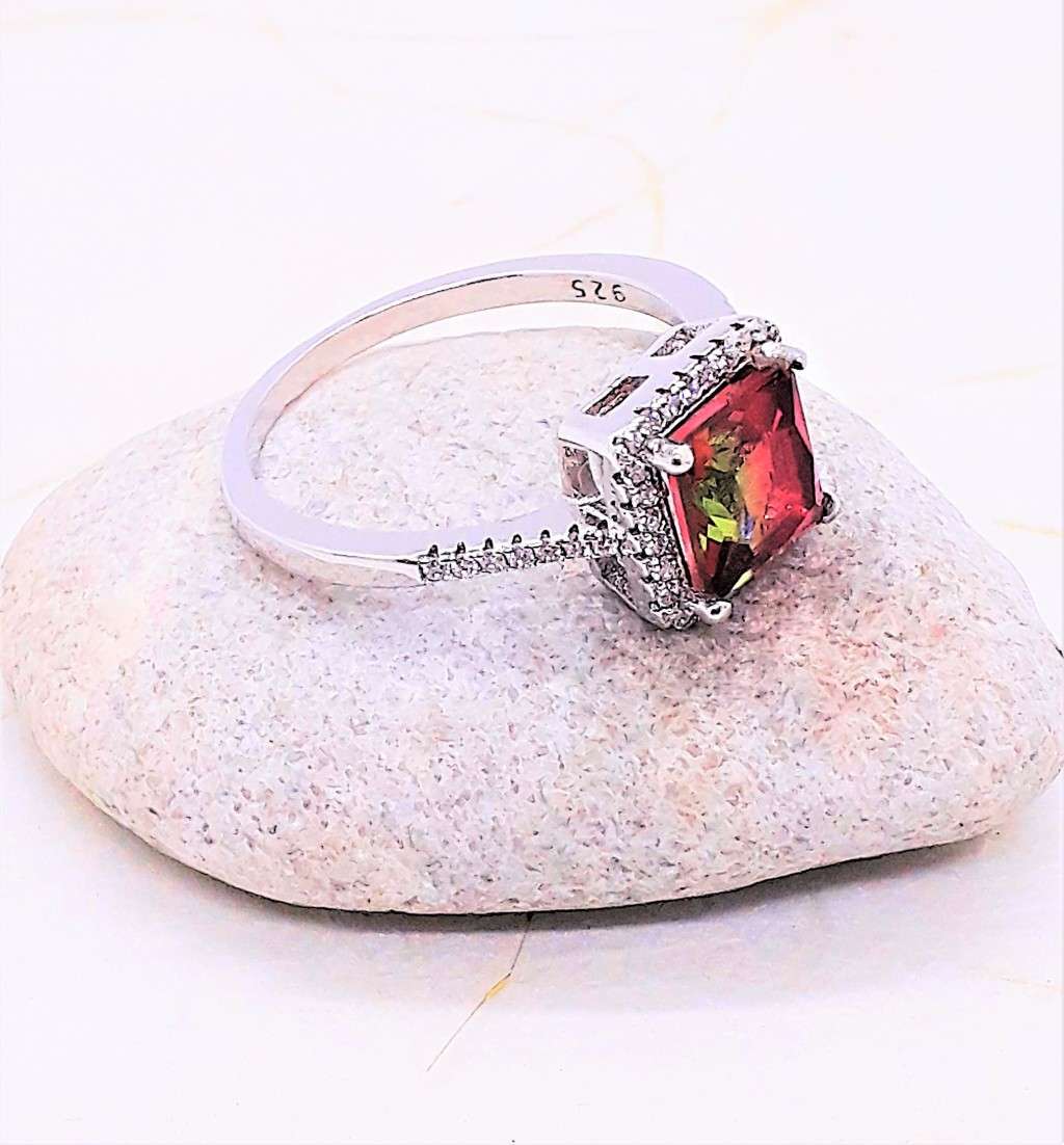 Pink Mystic Topaz Sterling Silver Ring