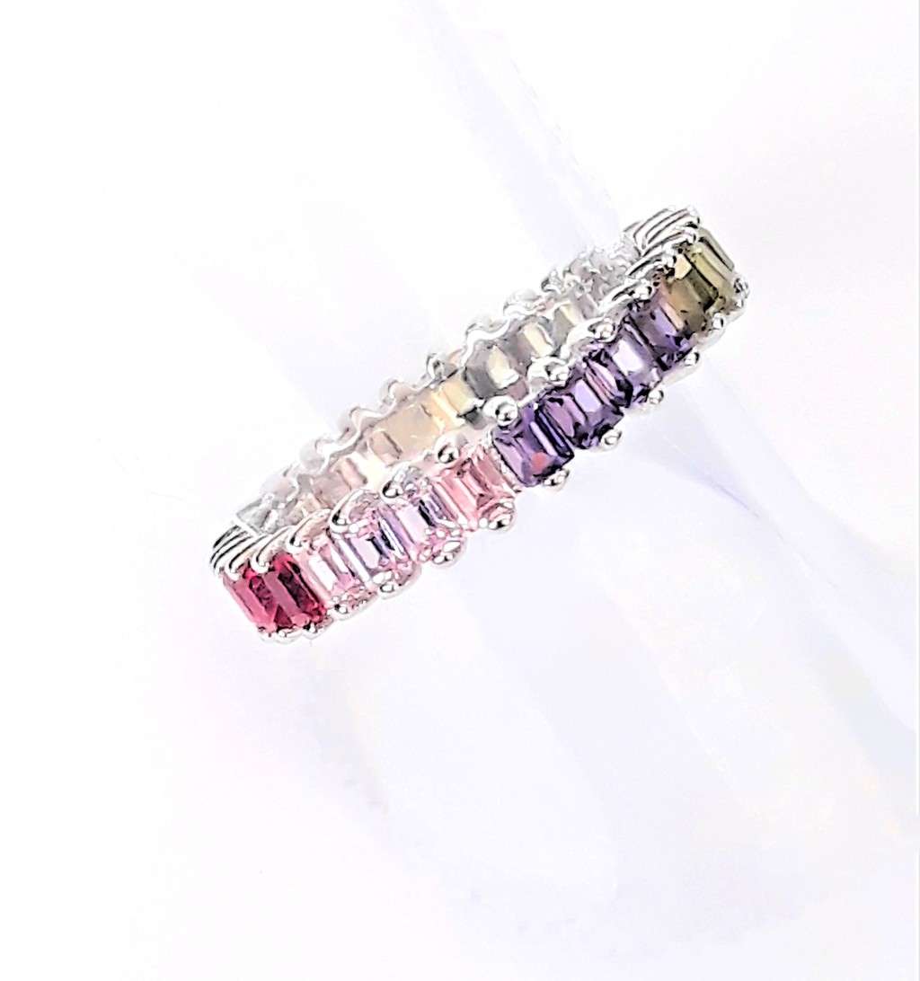 Multi-colour Cubic Zirconia Sterling Silver Ring