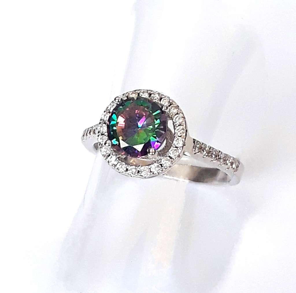 Natural Mystic Topaz Sterling Silver Ring