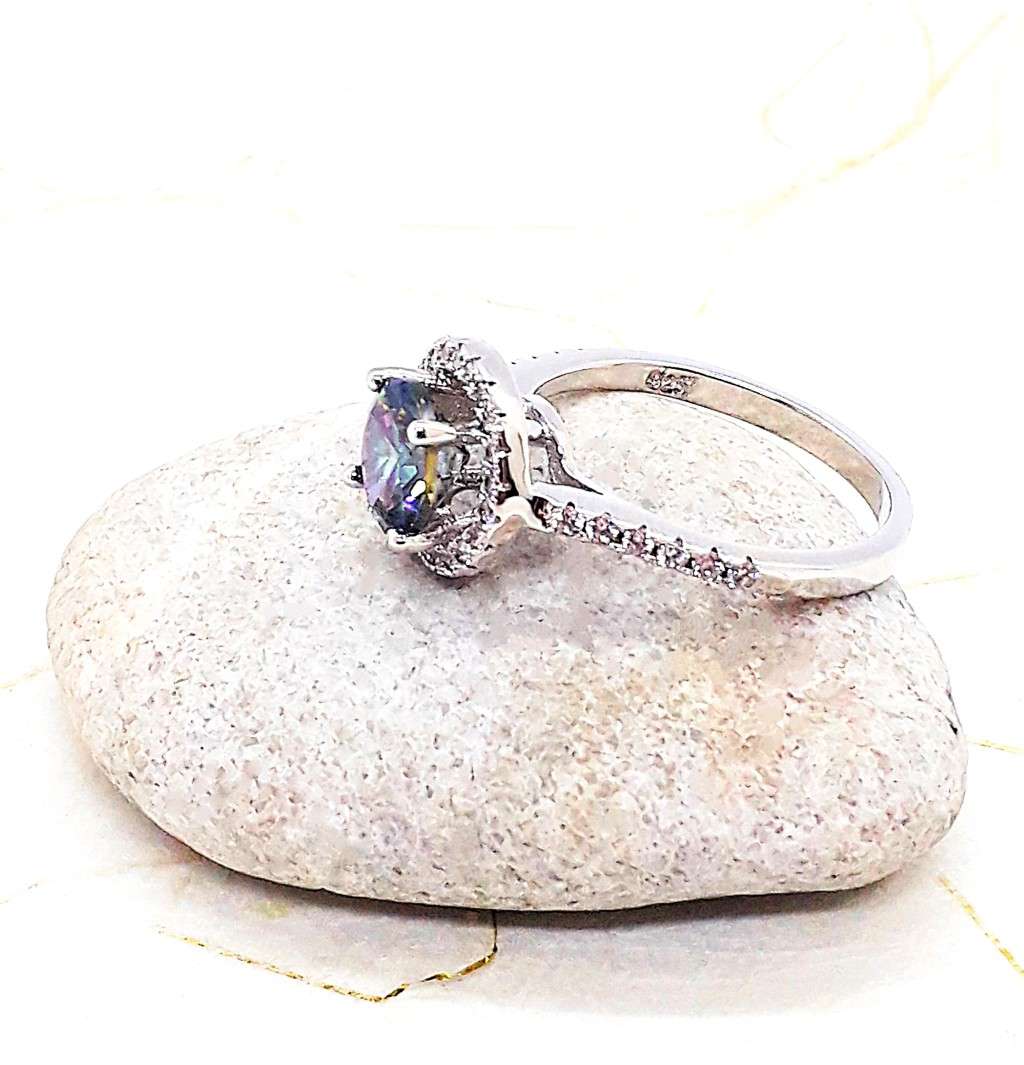 Natural Mystic Topaz Sterling Silver Ring