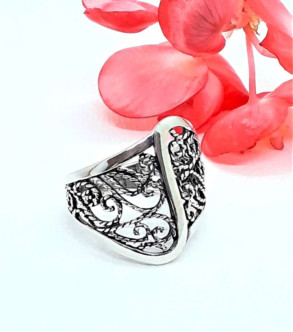 Wide Filigree Sterling Silver Ring