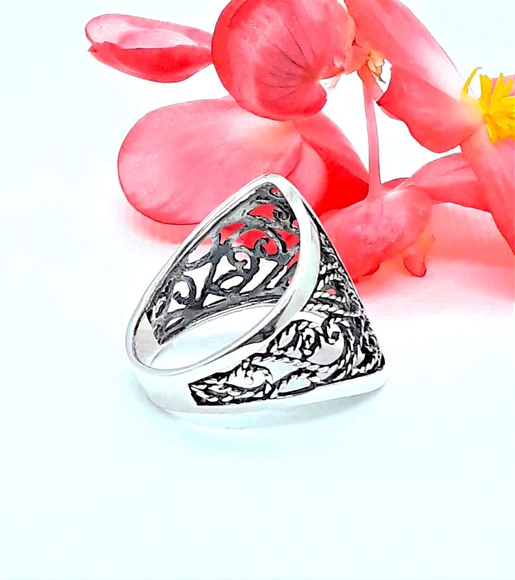Wide Filigree Sterling Silver Ring