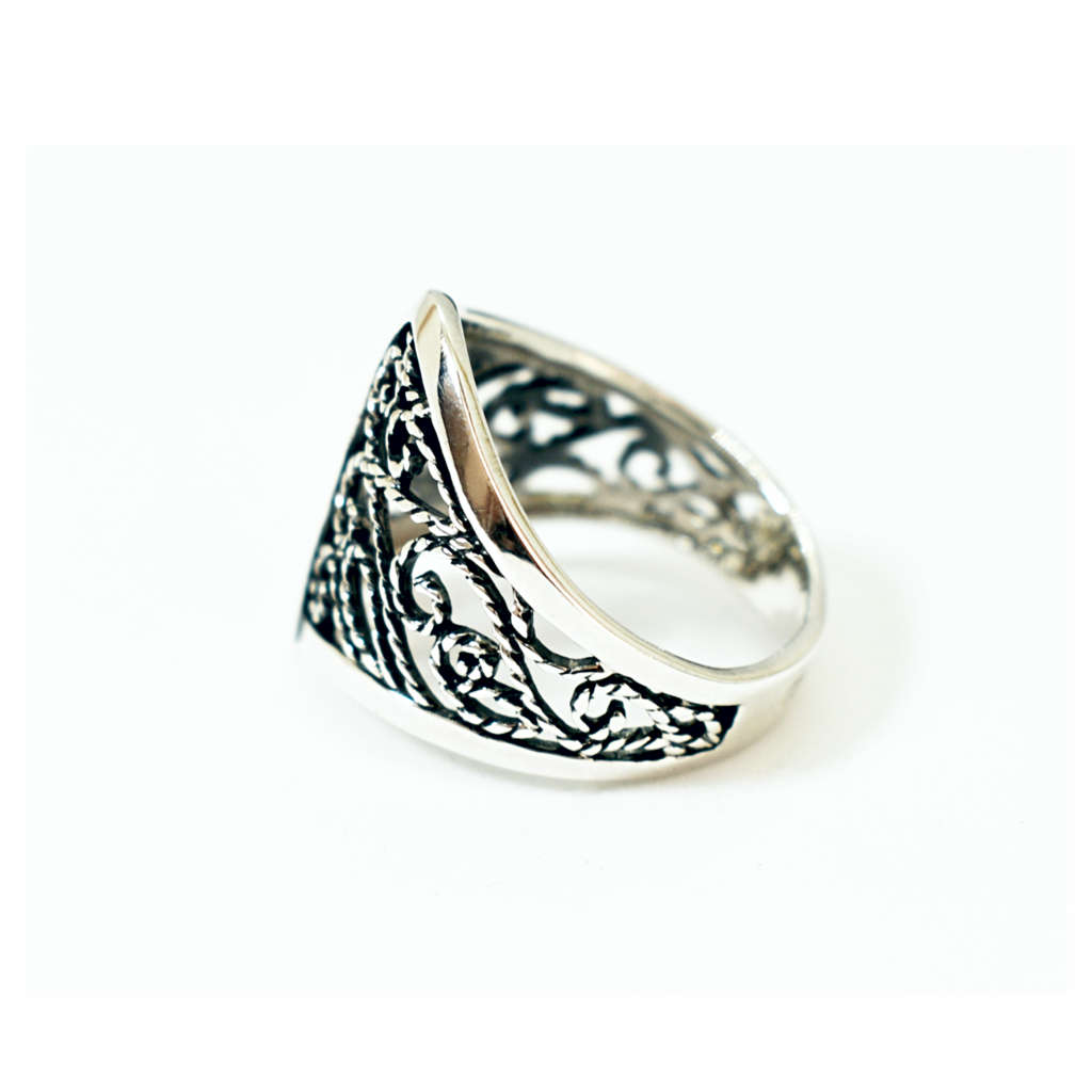 Wide Filigree Sterling Silver Ring