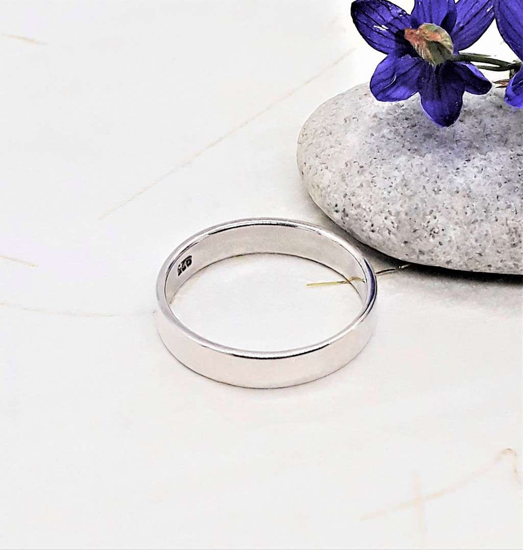 Classic Plain Flat Sterling Silver Band Ring