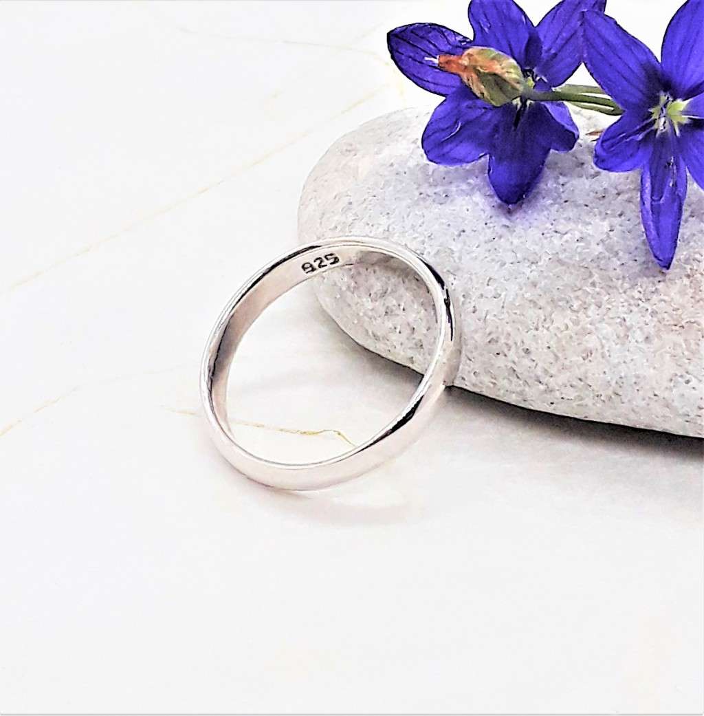 Plain Half Round Sterling Silver Band Ring