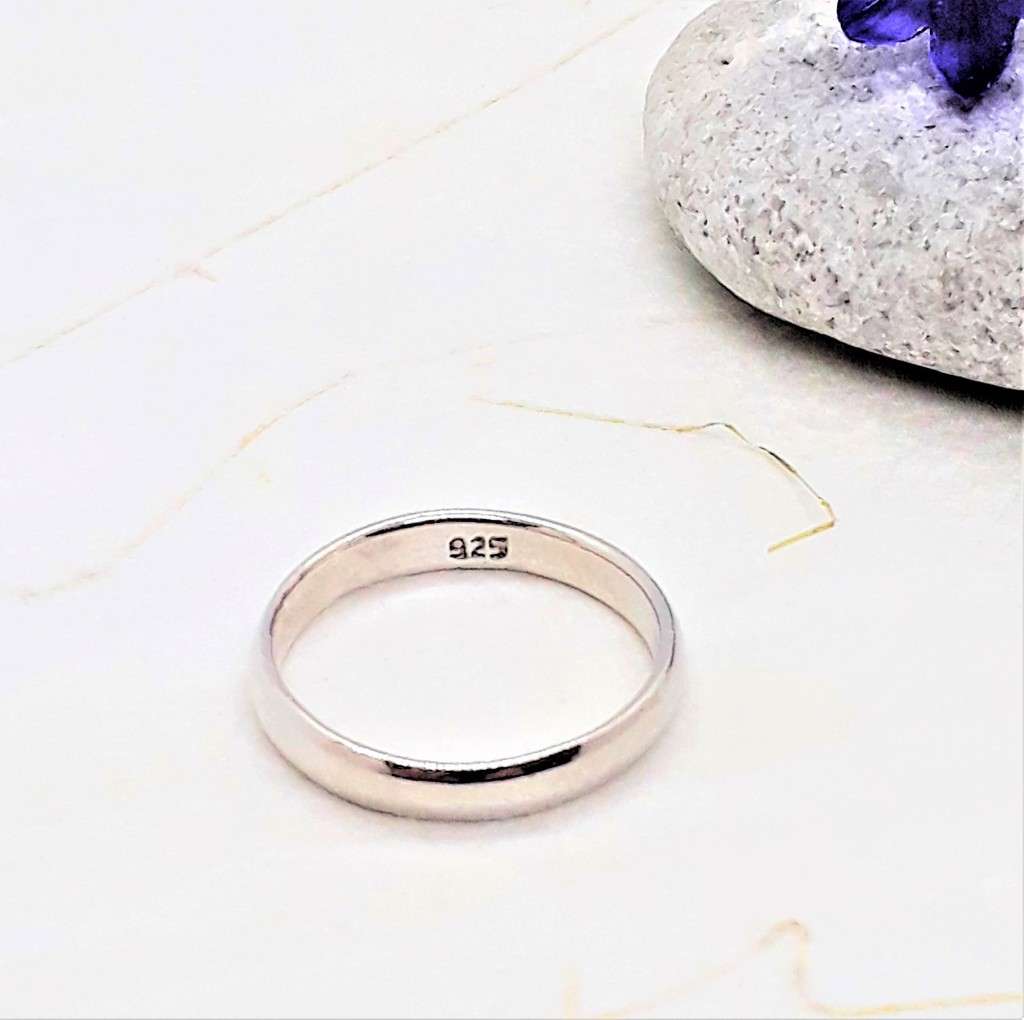 Plain Half Round Sterling Silver Band Ring