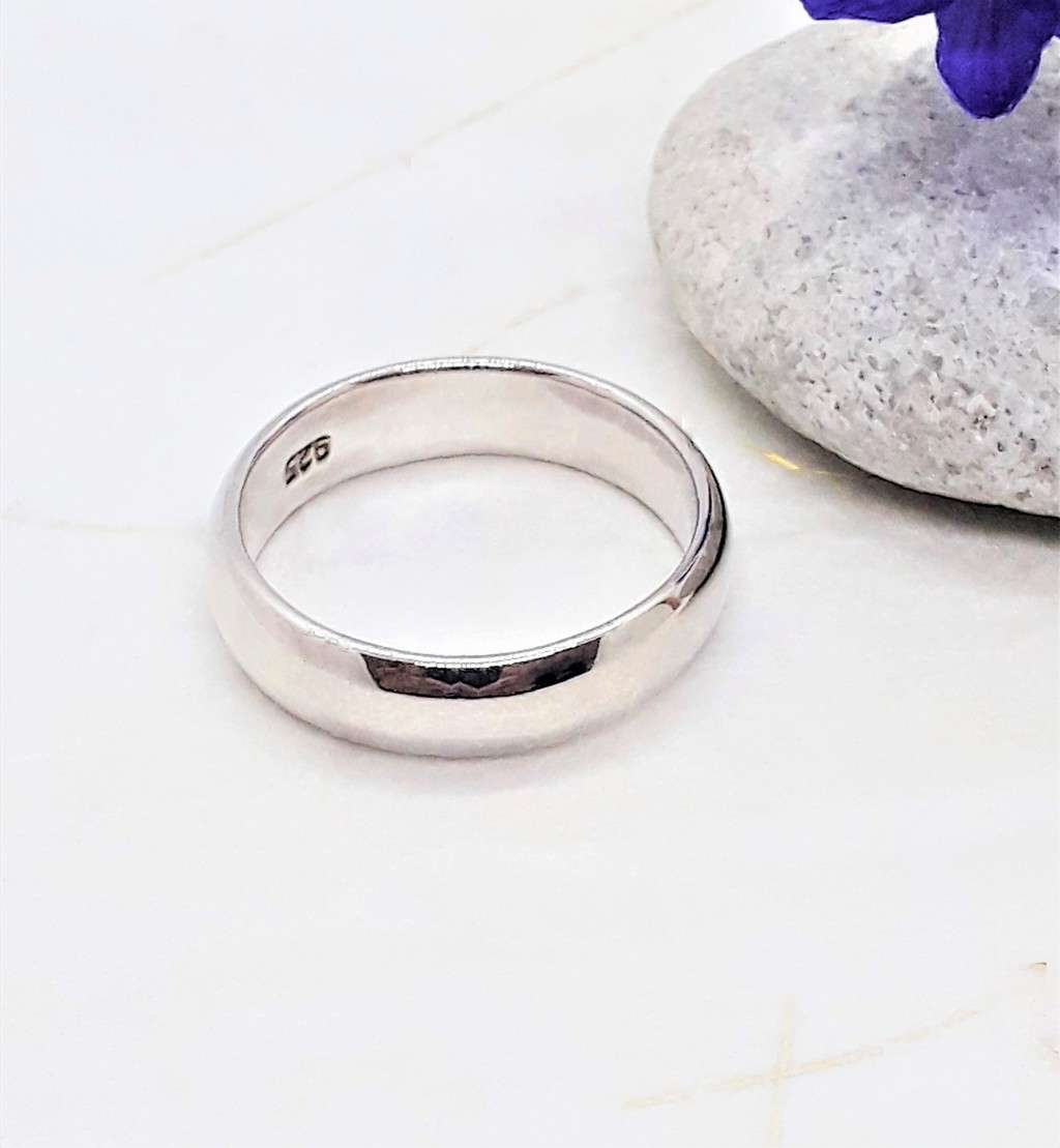 Wide Plain Round Sterling Silver Band Ring