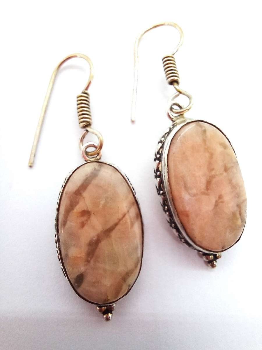 Pink Feldspar Sterling Silver Drop Earrings