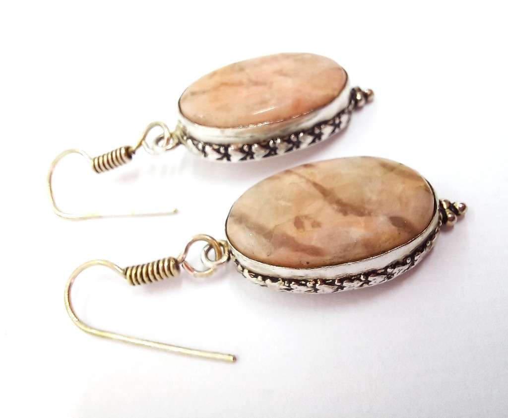 Pink Feldspar Sterling Silver Drop Earrings