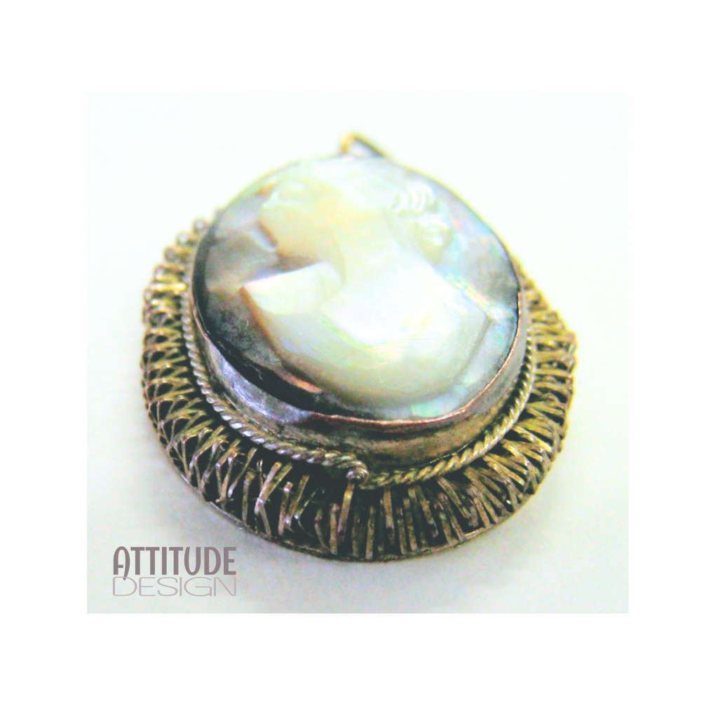 Italian Sterling Silver 800 Cameo Pendant