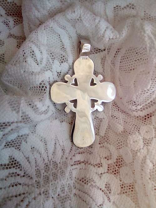 EXQUISITE Sterling Silver and Enamel Cross Pendant