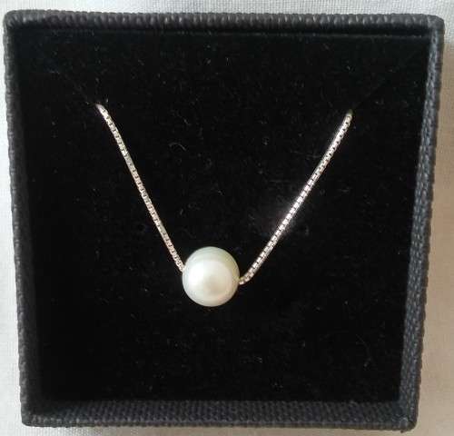 Exquisite Floating Freshwater Pearl Italian Sterling Silver Necklace