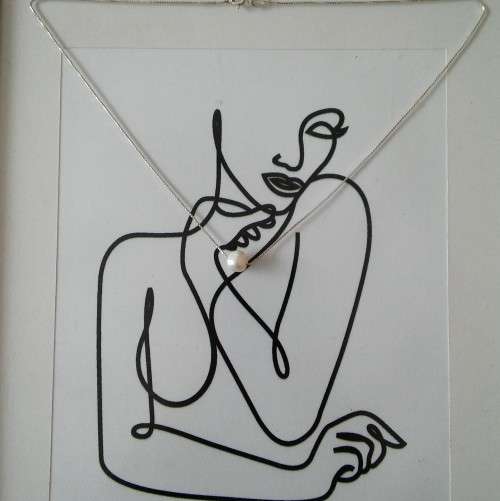 Exquisite Floating Freshwater Pearl Italian Sterling Silver Necklace