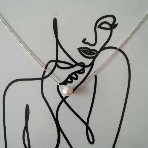 Exquisite Floating Freshwater Pearl Italian Sterling Silver Necklace