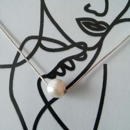 Exquisite Floating Freshwater Pearl Italian Sterling Silver Necklace