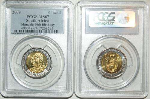 2008 Nelson Mandela R5, 90th Birthday Coin, MS67 Graded by PCGS
