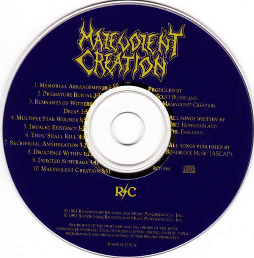 Malevolent Creation - The Ten Commandments (1st Pressing)