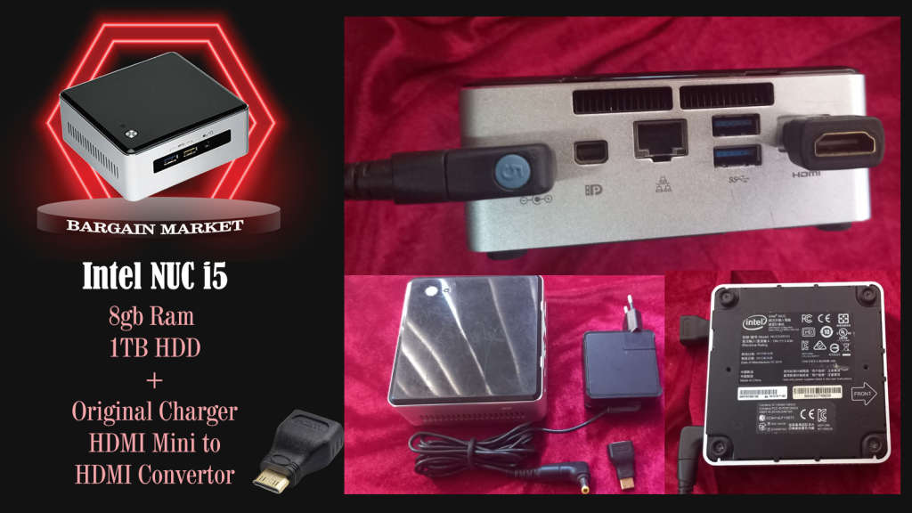 Intel NUC5I5RYH NUC i5-5250U 1.6 GHz to 2.7 GHz 8GB RAM 1TB HDD PC + Free HDMI Mini to HDMI Adaptor