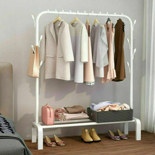 Clothing Rail with Shoe Rack and Hooks