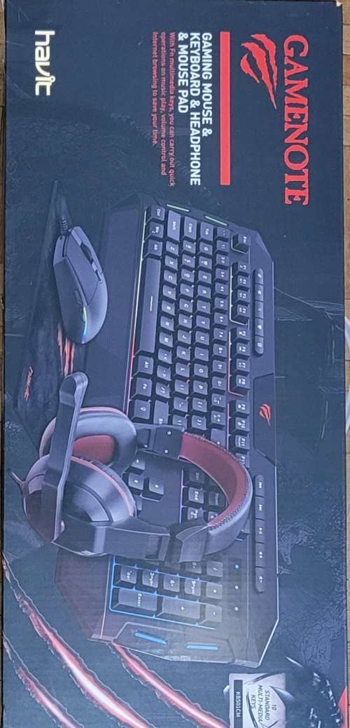 Gamenote Backlit Keyboard/Mouse + headphones and mouse pad