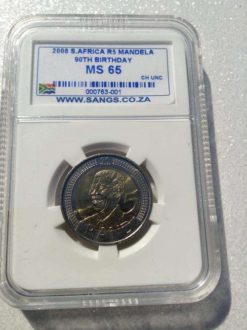 2008 Nelson Mandela  Birthday R5 coin MS 65