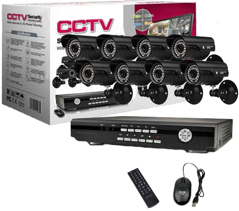 8CH full D1 H.264 DVR Security System with 8 CMOS Indoor/Outdoor Night Vision Surveillance Cameras