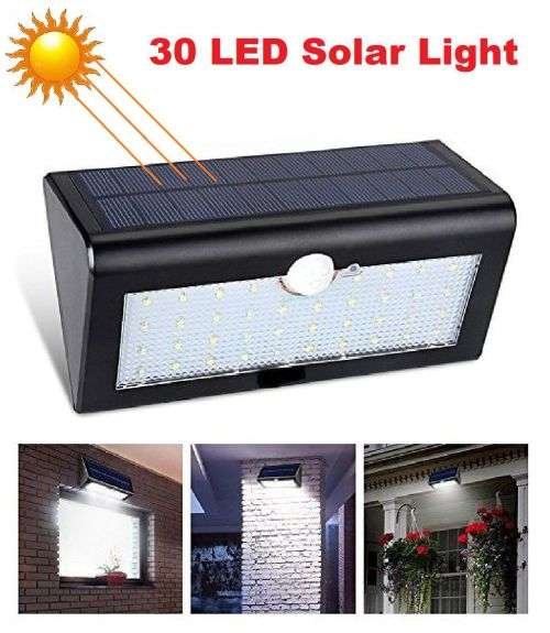 45 LED Solar Power Wall Light, PIR Motion Sensor, Waterproof, Night Sensor & Eco-friendly