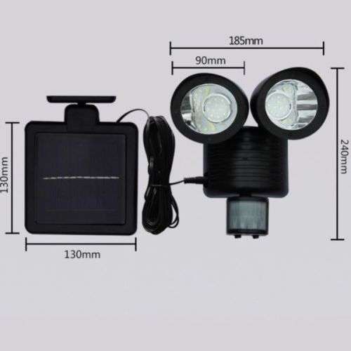BRAND NEW!! 22 LED Twin Head Solar Security Light - PIR Sensor Activated - Lamps Swivel and Tilt!!