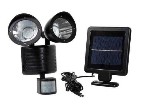 BRAND NEW!! 22 LED Twin Head Solar Security Light - PIR Sensor Activated - Lamps Swivel and Tilt!!